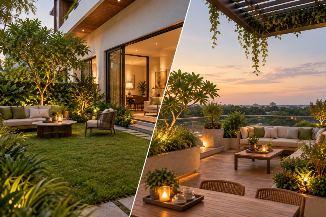 Private Backyard and Terrace Gardens